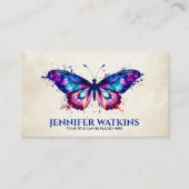 水彩（ばちゃばちゃ）跳ねる蝶 名刺 (正面)