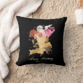 水彩(ばちゃばちゃ)跳ねる誕生日アイスクリーム クッション (ブランケット)