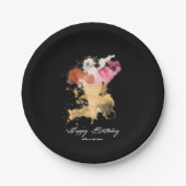 水彩(ばちゃばちゃ)跳ねる誕生日アイスクリーム ペーパープレート (正面)