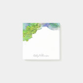 水彩（ばちゃばちゃ）跳ねる、シックなモダングリーンブルー&アクア ポストイット (正面)