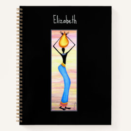 水彩、アフリカアート、女エレガント性 ノートブック