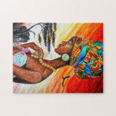 水彩 – アフリカプリンセス – サイズを選択 ジグソーパズル (横)