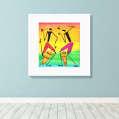 水彩、アフリカンアート、アフリ素晴らしカの太鼓 キャンバスプリント (インサイチュ (ウッドフロア))