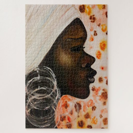 水彩 – アフリカ美しい- 絵を描 Migned著 ジグソーパズル (縦)