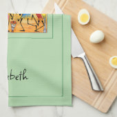 水彩、アフルカンアート素晴らしハートウォーミングダンス キッチンタオル (四つ折り)