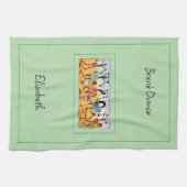 水彩、アフルカンアート素晴らしハートウォーミングダンス キッチンタオル (横)