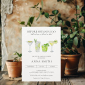 水彩 カクテル パーティ マグリタ ブライダル シャワー 招待状