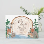 水彩 カスタム ウッドランド ベイビー シャワー 招待状 (スタンド正面)