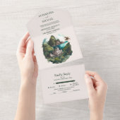 水彩 カリブ海 デスティネーション ウェディング オール イン オー オールインワン招待状 (貼ってはがせる)