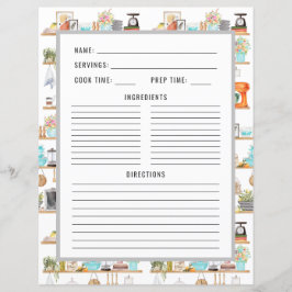 水彩 キッチン ツール | レシピ バインダー ページ