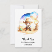 水彩：サドルアップカウボーイベビーシャワー サンキューカード (正面)