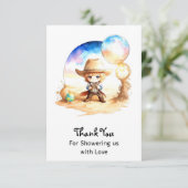 水彩：サドルアップカウボーイベビーシャワー サンキューカード (スタンド正面)