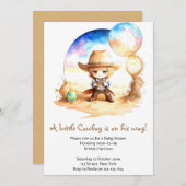 水彩：サドルアップカウボーイベビーシャワー 招待状 (正面/裏面)