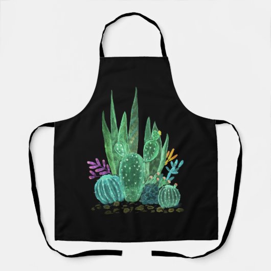 水彩、サボテン装飾用クッション エプロン (正面)