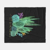 水彩、サボテン装飾用クッション フリースブランケット (正面(横))