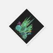 水彩、サボテン スタンダードカクテルナプキン (角)