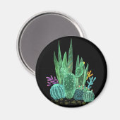 水彩、サボテン マグネット (正面/裏面)