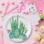 水彩、サボテン、多肉類 ペーパープレート (パーティー)