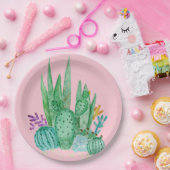 水彩、サボテン、多肉類 ペーパープレート (パーティー)