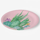 水彩、サボテン、多肉類 ペーパープレート (アングル)