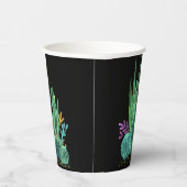 水彩、サボテン、花の大きな時計 紙コップ (右)