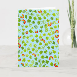 水彩 シャムロックと虹 アイルランド風聖パトリックの日 カード