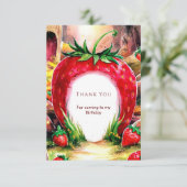 水彩 ジューシー スイート ストロベリー バースデー サンキューカード (スタンド正面)