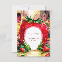 水彩 ジューシー スイート ストロベリー バースデー サンキューカード