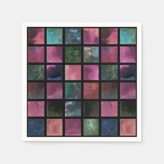 水彩、タイル スタンダードカクテルナプキン (正面)