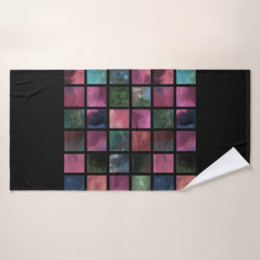 水彩、タイル バスタオル (バスタオル)