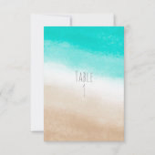 水彩 ターコイズ & タン エレガント ビーチ ウェディング テーブル 招待状 (正面)