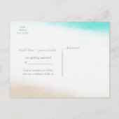 水彩 ターコイズ & タン ビーチ ウェディング セーブ・ザ・デート 案内ポストカード (裏面)