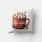 水彩 ハッピー ホリデー ホットココア クッション (裏面)