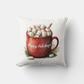 水彩 ハッピー ホリデー ホットココア クッション (正面)