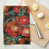 水彩、バラ。 キッチンタオル (四つ折り)