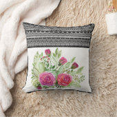 水彩、バラ クッション (ブランケット)