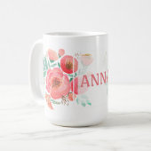 水彩、バラ。 コーヒーマグカップ (正面左)