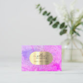 水彩&パープルマーブルフェイク金ゴールドグリッター箔 名刺 (スタンド正面)