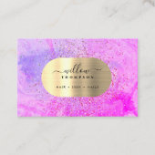 水彩&パープルマーブルフェイク金ゴールドグリッター箔 名刺 (正面)