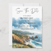 水彩 ビッグサー カリフォルニア海岸 ウェディング セーブザデート (正面)