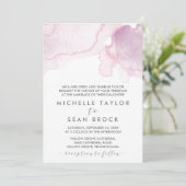 水彩 | ピンクとパープルのフォーマルな結婚式 招待状 (スタンド正面)