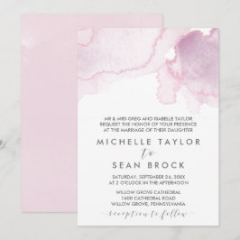 水彩 | ピンクとパープルのフォーマルな結婚式 招待状