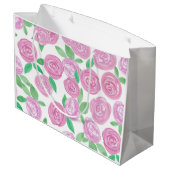 水彩、ピンクのバラ ラージペーパーバッグ (裏面アングル)