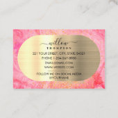 水彩&ピンクマーブルフェイク金ゴールドグリッター箔 名刺 (裏面)