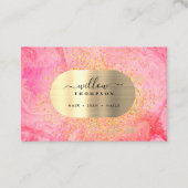 水彩&ピンクマーブルフェイク金ゴールドグリッター箔 名刺 (正面)
