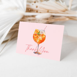 水彩 フラッシュ ピンク アペロール スプリッツ ブライダル シャワー サンキューカード