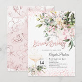 水彩 フラッシュ ピンク ユーカリ ブランシュ バブリー 招待状 (正面/裏面)
