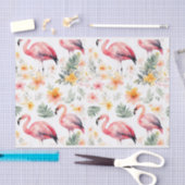水彩 フラミンゴ ピンク パターン 夏 薄葉紙 (クラフト)
