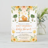 水彩 フラワーフォックス ベイビーシャワー 招待状 (スタンド正面)