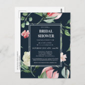 水彩 フラワーブライズシャワー 招待状 (正面/裏面)